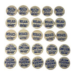 Vintage Lot 25 Milk Bottle Caps Blue & White Dairy Collectible 5 of 5 designs